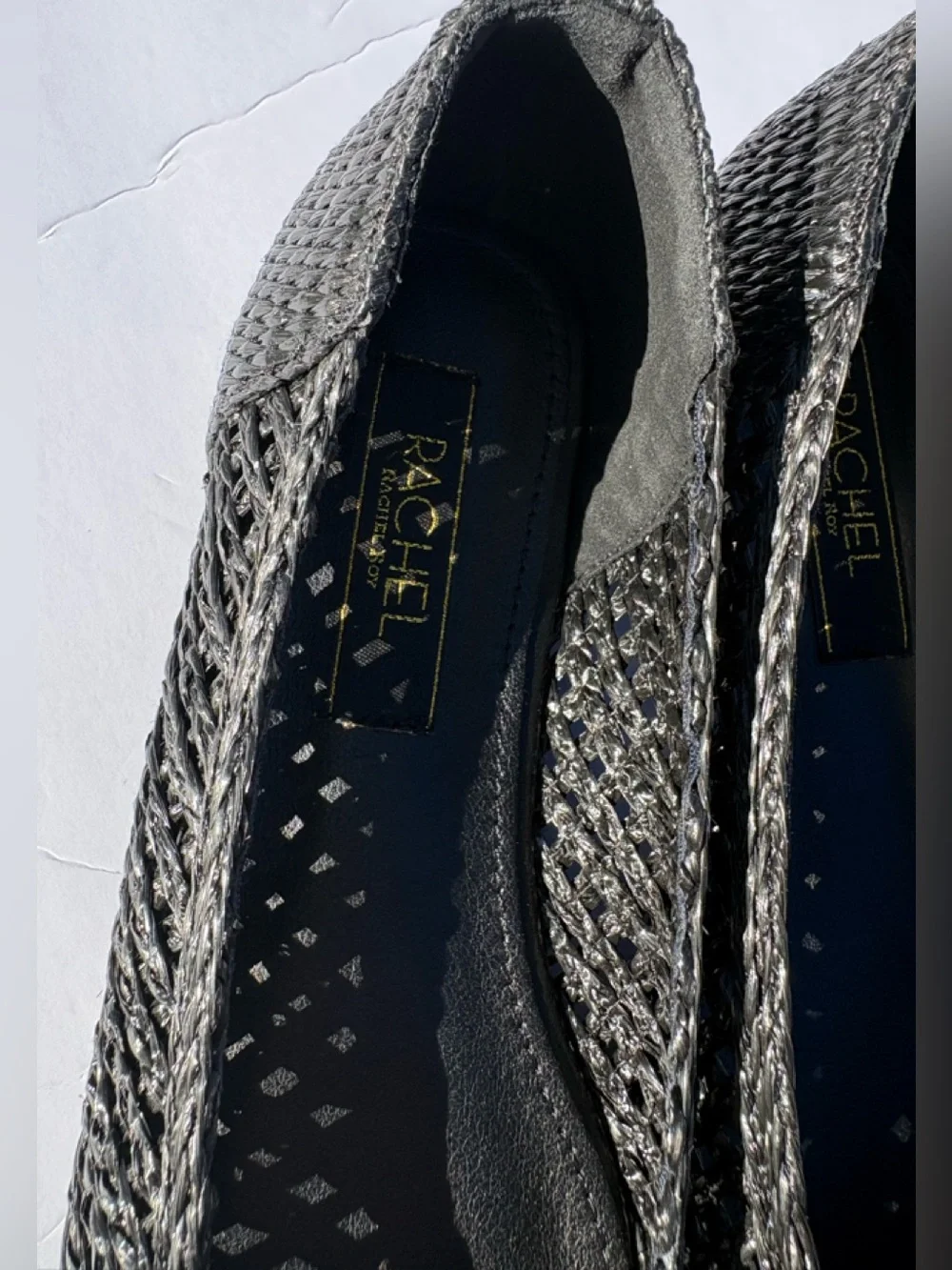 RACHEL Rachel Roy Black Woven Ballet Flat with Bow Accent